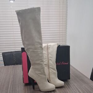 Michael Antonio Women's Over the Knee Cream Boots